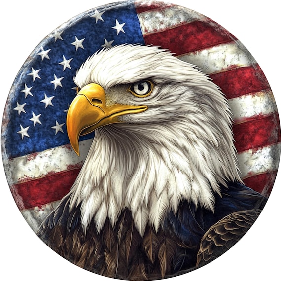 Bald Eagle Wreath Sign: Patriotic American Flag Decor