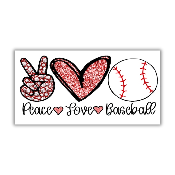 Peace Love Baseball Wreath Sign: Glitter Heart & Baseball Pattern, Sports Fan Home Decor