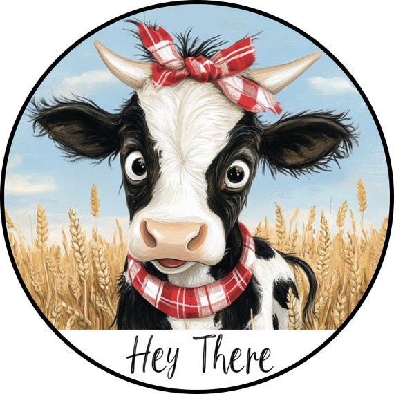 Highland Cow Metal Sign: Farmhouse Door Decor