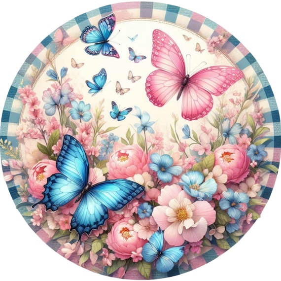 Butterfly Floral Sign: Spring Door Hanger, Cottagecore Home Decor