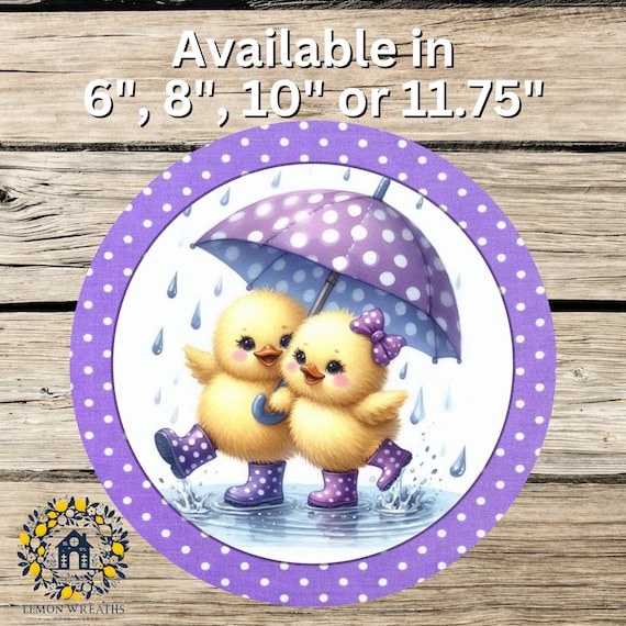 Duck In Rain Boots Wreath Sign: Polka Dot Umbrella Spring Decor
