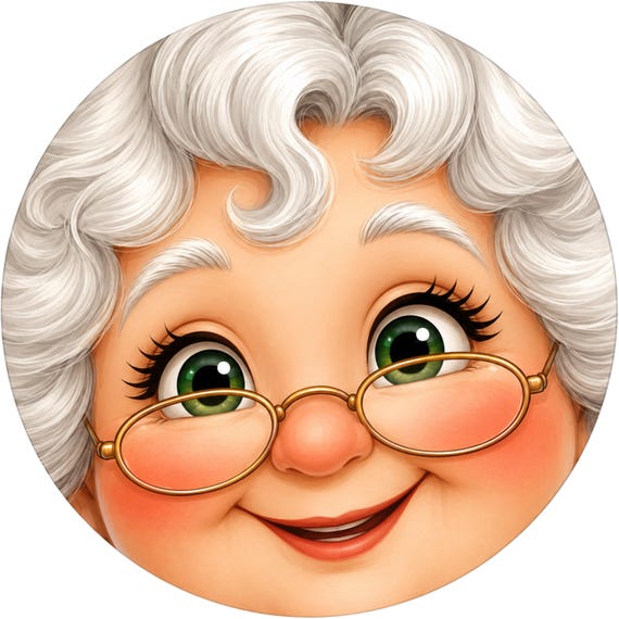 Mrs Claus Christmas Wreath Sign, Cute Holiday Face Decor, Whimsical North Pole Round Sign