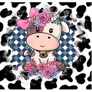 Baby Cow Floral Metal Sign Square