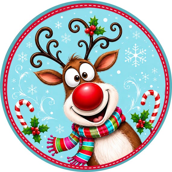 Funny Reindeer Wreath Sign, Holiday Door Decor, Winter Sign, Silly Christmas