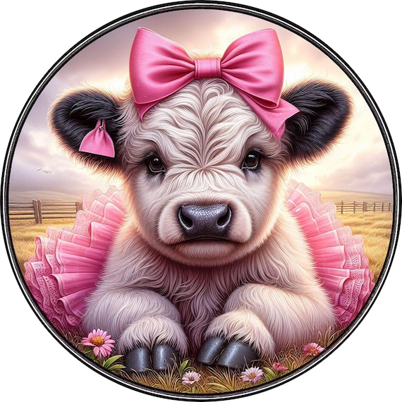 Cow Wreath Sign: Highland Cow Door Hanger, Farmhouse Decor