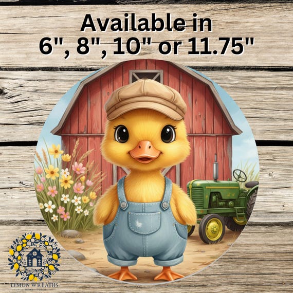 Duckling Wreath Sign: Farmhouse Spring Decor with Overalls Duck