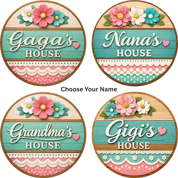 Grandma House Wreath Sign: Choose Your Name, Floral Family Sign