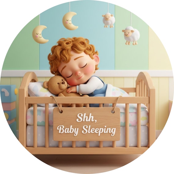 Baby Sleeping Nursery Sign: Quiet Crib Door Hanger, Newborn Room Decor