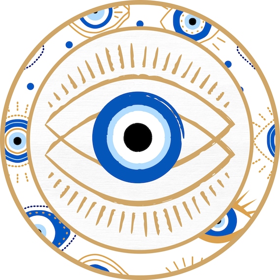 Evil Eye Protection Sign: Blue Nazar Wall Decor, Boho Spiritual Home Accent