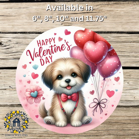Valentine's Day Puppy Sign: Love Wreath Decor