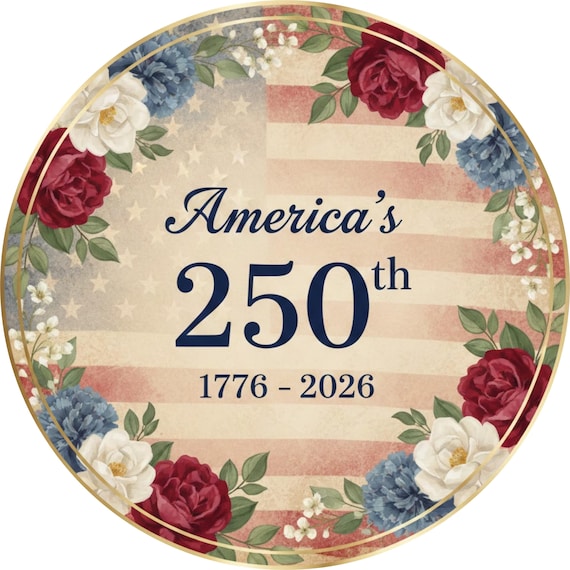 America’s 250th Anniversary Wreath Sign: Vintage Floral American Flag, Patriotic 1776–2026 Decor