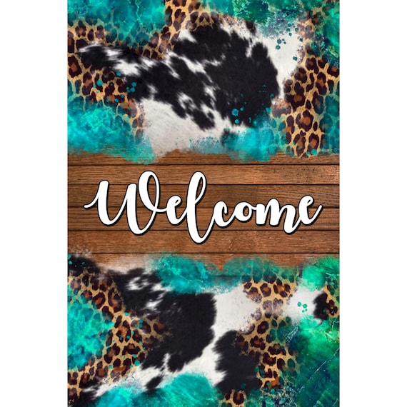 Welcome Cow Leopard Metal Sign