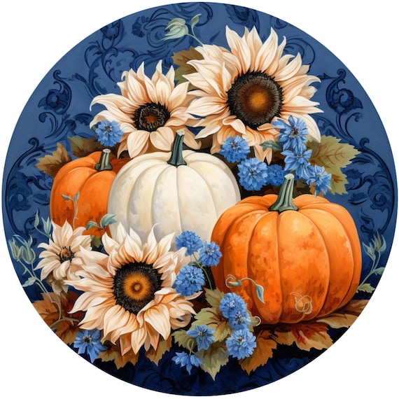 Pumpkin Wreath Sign: Fall Wreath Attachment, Harvest Sign, Autumn Door Hanger