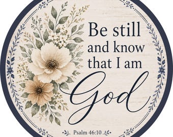 Be Still and Know Sign, Psalm 46:10 Wall Decor, Christian Wreath Sign, Faith Based Sign