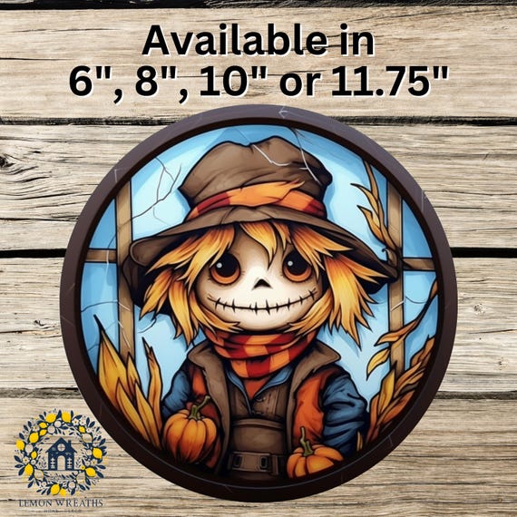Scarecrow Wreath Sign: Pumpkin, Autumn Farmhouse Decor