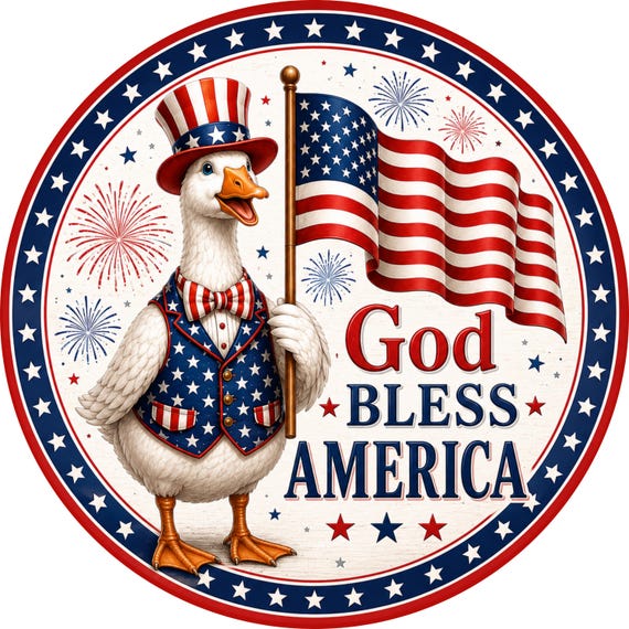 Patriotic Goose Door Sign: Americana Farmhouse Wall Decor