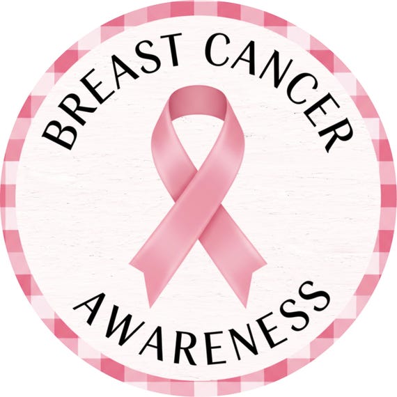 Breast Cancer Wreath Sign: Pink Ribbon Awareness Door Hanger, Survivor Support Tribute Decor