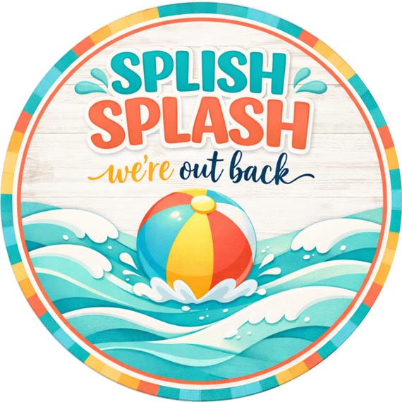 Splish Splash Sign: Pool Decor Wreath Insert, Summer Door Hanger