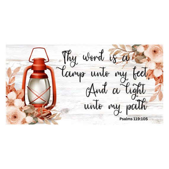 Scripture Lantern Wreath Sign: Psalm 119 Christian Decor