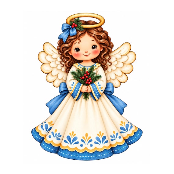 Christmas Angel Printable, Digital Angel Download, Decoupage Craft Image, Christmas DIY Printable, Angel Craft Design