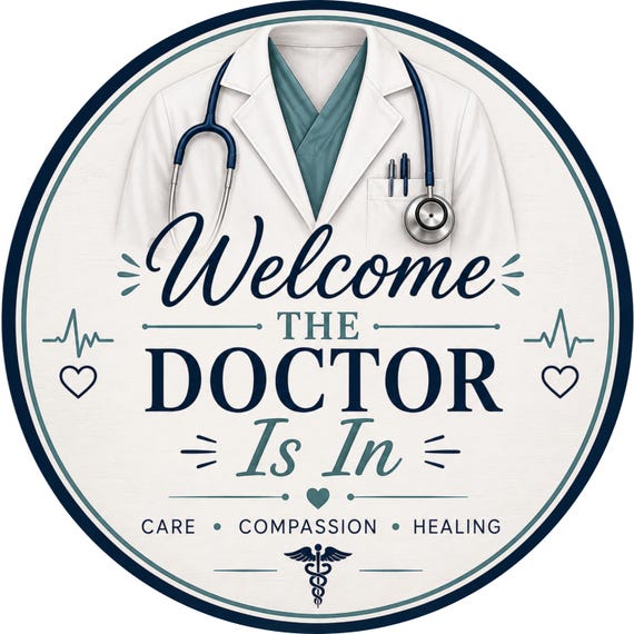 Welcome The Doctor Is In, Medical Office Decor, Physician Gift, Healthcare Wreath Sign