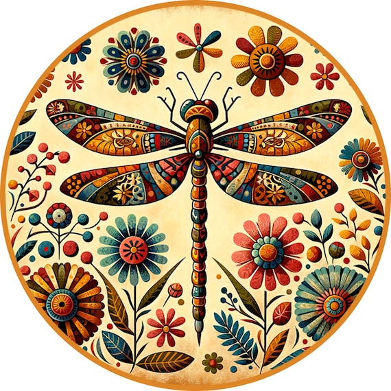 Folk Art Dragonfly Sign: Spring Wreath Decor