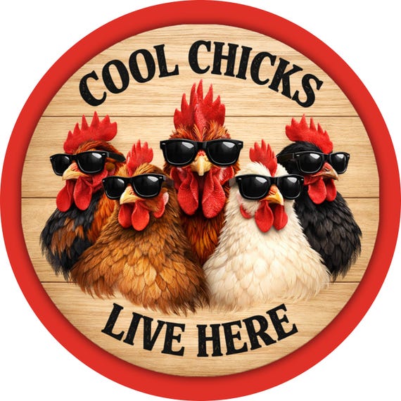 Chicks Sign: Farmhouse Hen Wreath Decor, Chicken Coop Art