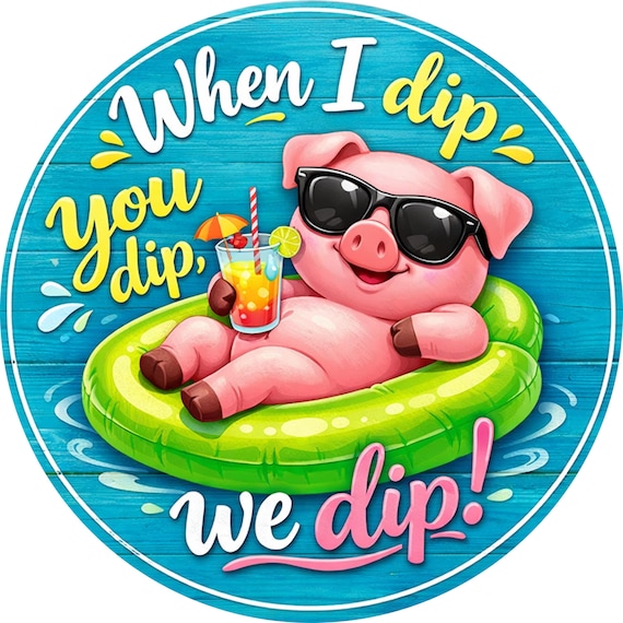 Pig Pool Float Sign: Summer Wreath Decor, Funny Summer Vibe