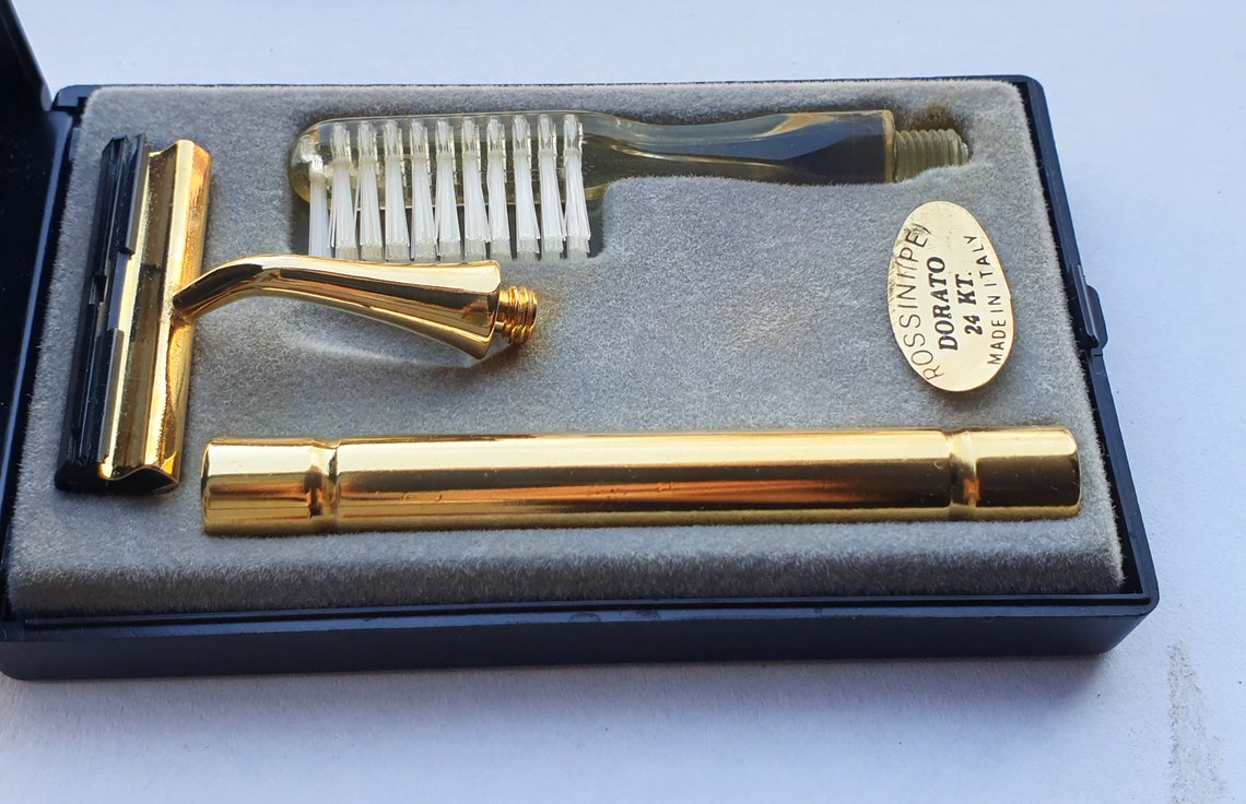 Vintage razor Travel mens set Shaving Italian retro Etsy