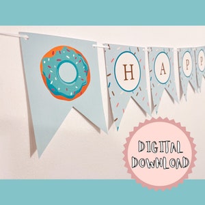 Donut Party Banner / Customizable / Digital Download / Editable Party Banner / Donut Party / Printable Party Bundle