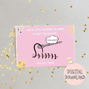 Cartão Stitches Get Well / Cartão de acidente / Cartão de lesão / Stitch, por favor / Cartão para impressão / Download digital / Download instantâneo