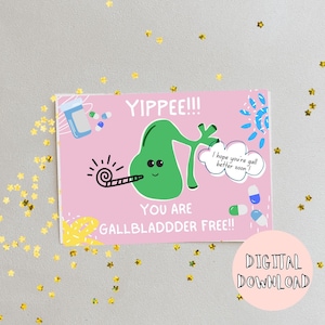 Carte de retrait de la vésicule biliaire / Get Well Card / Chirurgie de la cholécystectomie / Téléchargement numérique / Carte imprimable