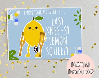 Knie-Recovery-Karte / Gute Besserung Karte / Knie-Ersatz / Knie-OP / Knieverletzung / Lustige Knie Karte / ACL / Digital Download / Printable