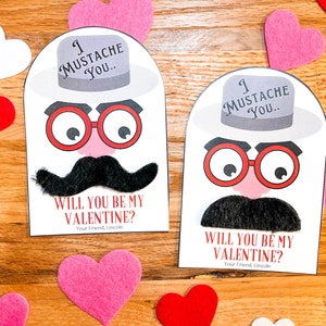Schnurrbart Valentinstag / Non Candy Valentinstag / Junge Valentinstag / Valentinstag im Klassenzimmer / Digital Download / zum ausdrucken
