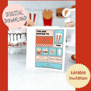Fast Food party editable invitation / Printable invitation / Burger Birthday / Digital Download / Burger themed invitation / Bundles of fun