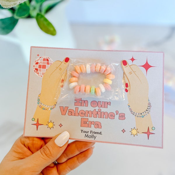 In our Valentines Day Era Valentine, Candy Bracelet, Swiftie Valentine, Printable Class Valentine, DIY, Digital Download, Bundles of Fun