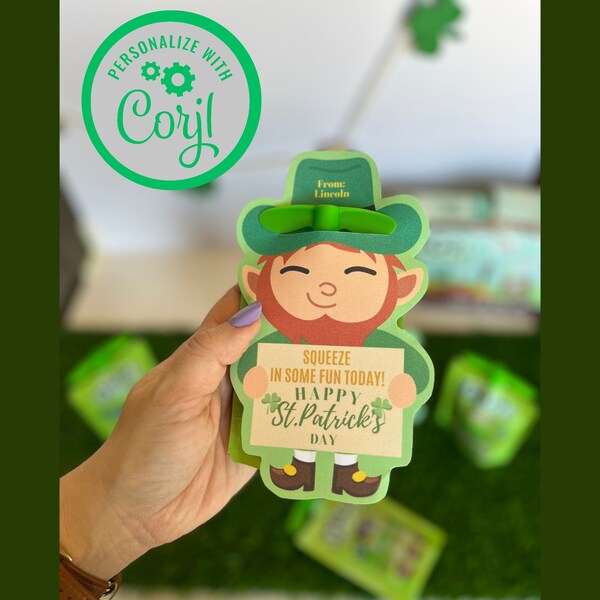 Squeeze Some Fun into St Patricks Day / Apple Sauce Pouch Card / St Patricks Day Card / Classroom Gift / Leprechaun / Bundles of Fun