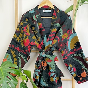 Suzani Hand Embroidered Short Jacket | Autumn Winter Boho  | Christmas Special Gift | Classic Matt Black Mustard Blue Red