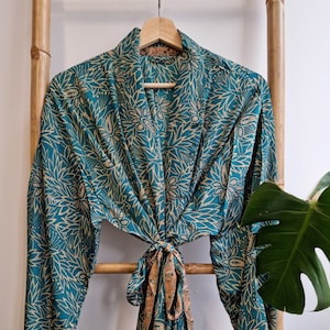 Men&#39;s Silk Boho Kimonos Man House Beach Artist Robe | Elegant Aqua Teal Green Forest Paisley King Black Beige | Regal Urban Nomad Magic