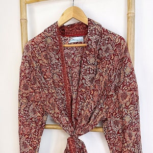 Men&#39;s Silk Boho Kimonos Man House Beach Artist Robe- King Midnight Love Mughal Burgundy Plum Maroon Red Beige Elegant Romance Fountain