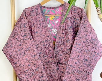 Quilted Unisex Recycled Silk Cotton Reversible Short Length Bolero