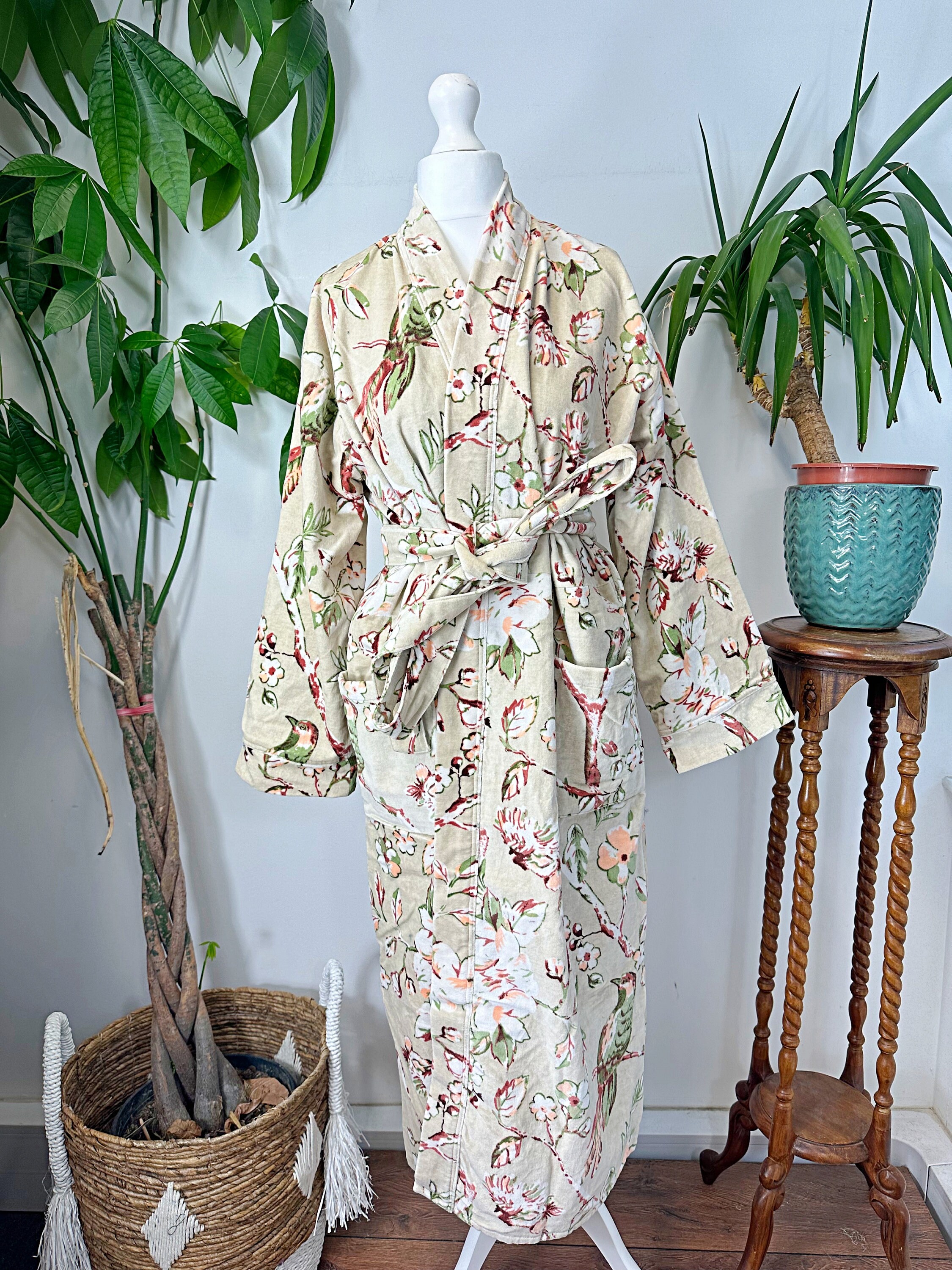 Fancy House Robe Luxury Velvet House Robe Unisex Kimono Boho Jacket Silky Lined Autumn ...
