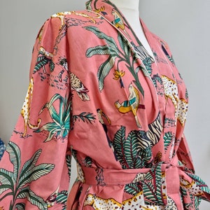 Pure Cotton Indian Block Printed House Robe Summer Kimono Floral Beach ...