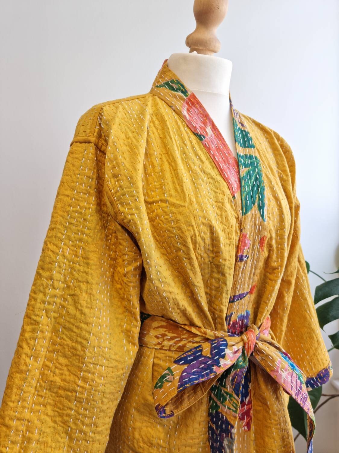 Kantha Cotton Long Reversible Kimono Jacket Unisex Robe | Etsy