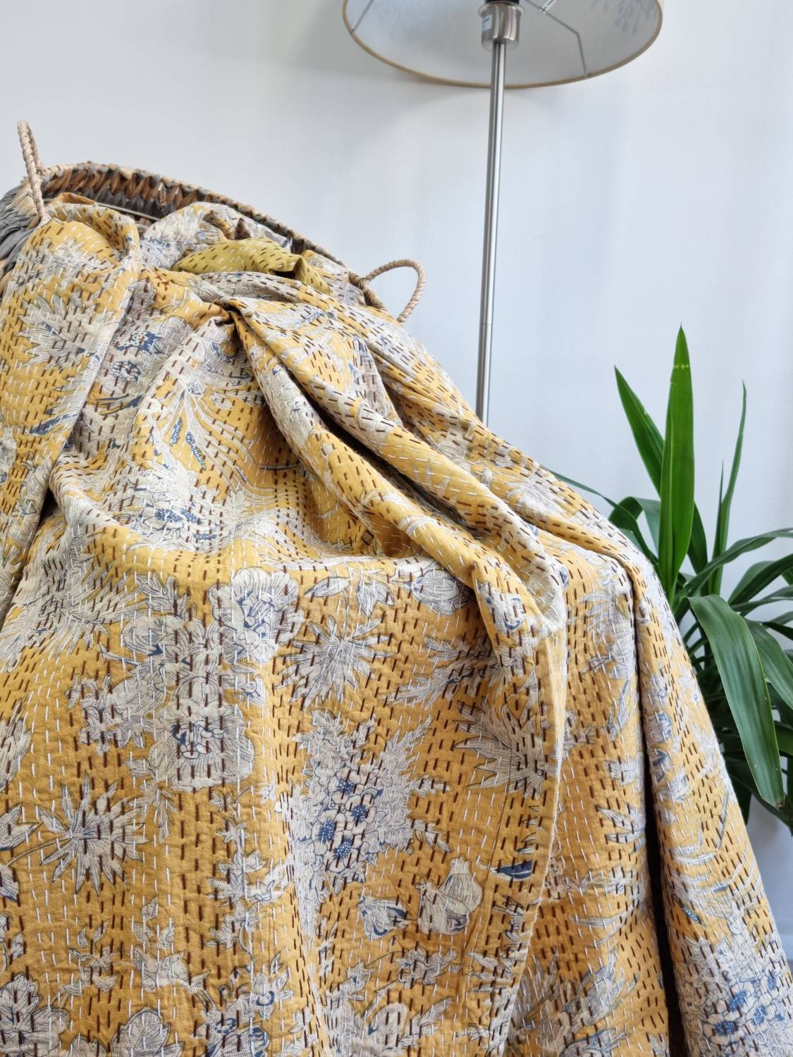 Yellow Floral Quilt UK
