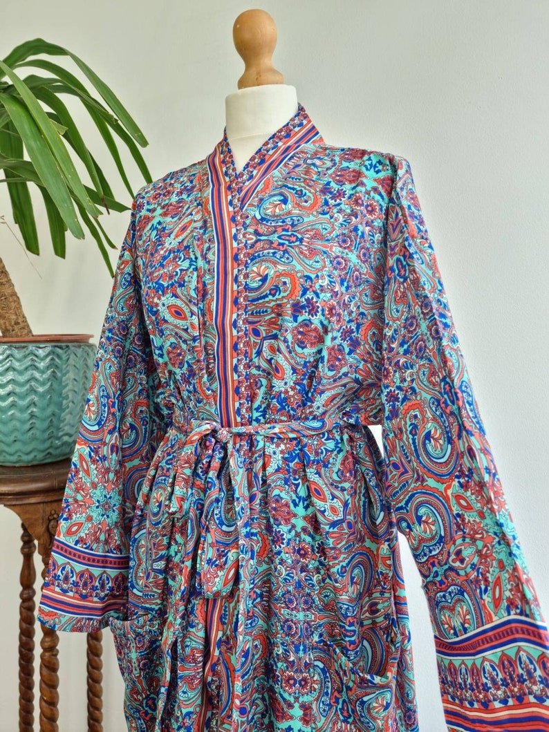 New Silky Sari Boho Kimono Regal House Robe - Luxury Lounge Digital ...