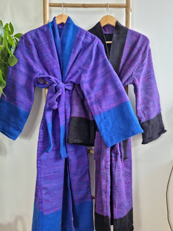 Regal Black Green Leaves Swirls Clothing Gender-Neutral Adult Clothing Pyjamas & Robes Dressing gowns Paisley Unisex Yak Wool Blend Kimono/House Lounge Robe 