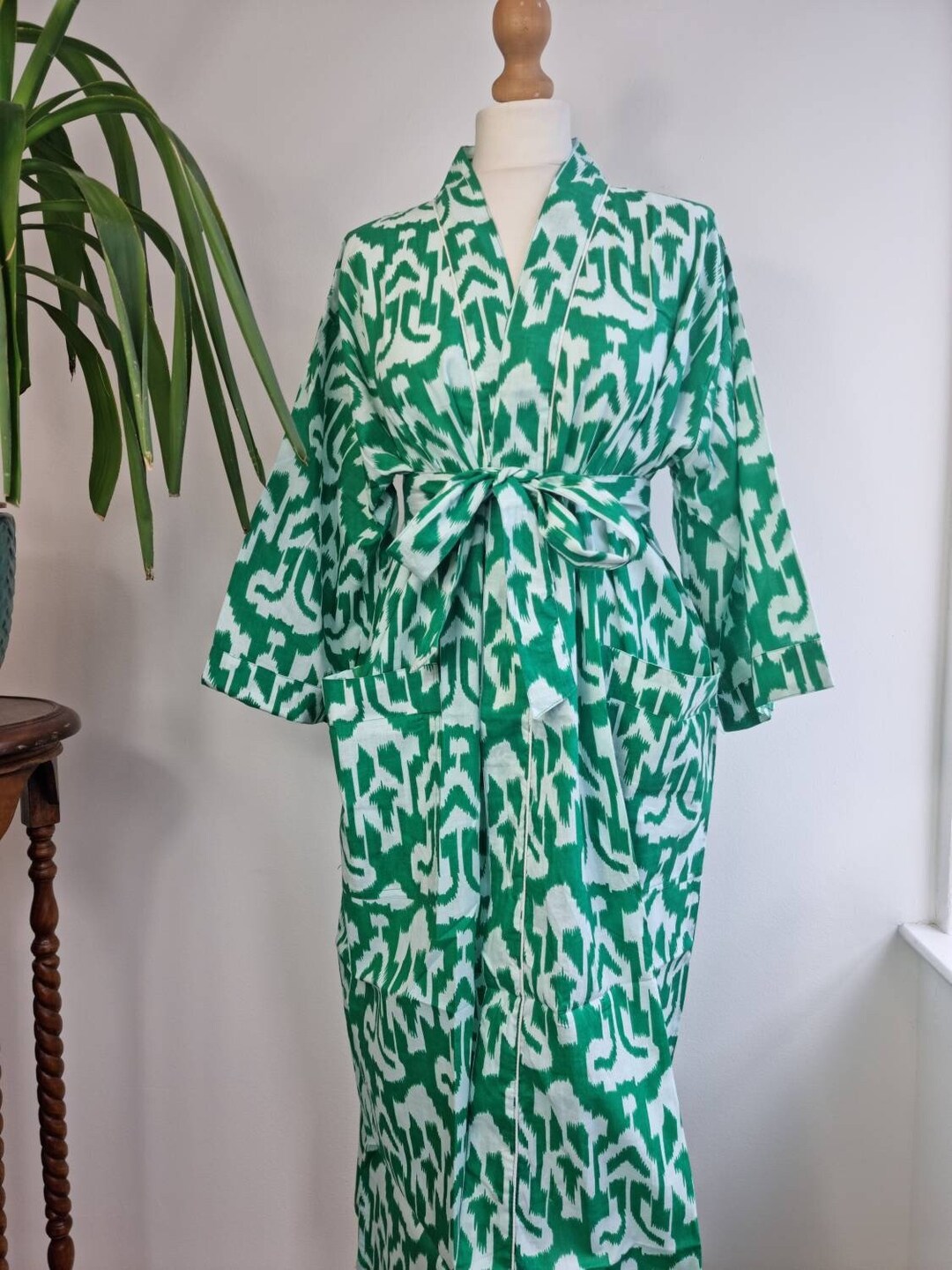 Pure Cotton Handprinted House Robe Summer Kimono | Floral Beach Coverup ...