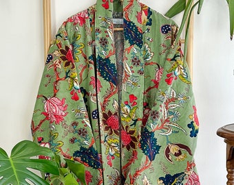 Luxury Velvet Boho Quirky Floral Layer Dinner Chic Coat Bomber Jacket Bolero Spring Gift | Elegant Pistachio Summer Green Pink Teal