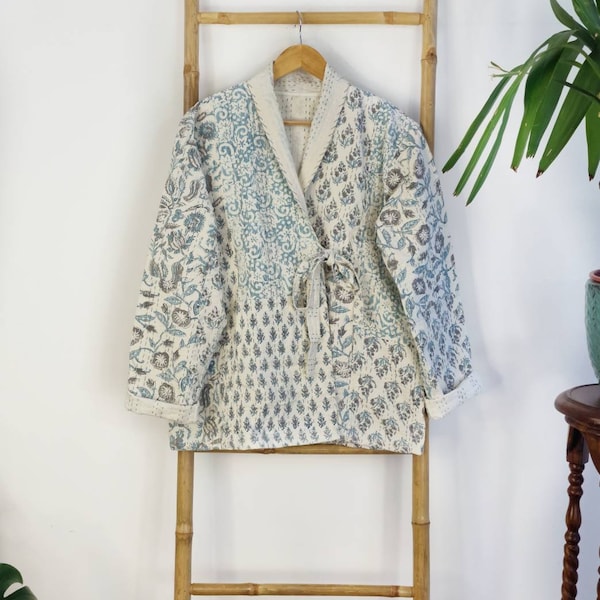 Boho Patchwork Print Open Front Jacket